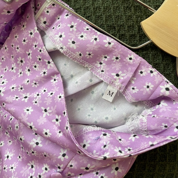 NEW Lilac with White Flowers Double Slit Maxi Skirt - Picture 9 of 9